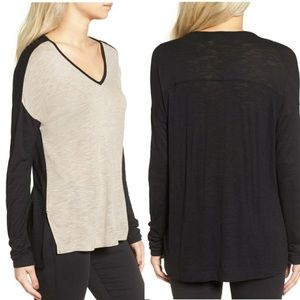 Madewell Anthem long sleeve color block v neck tee